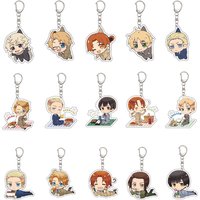 55MM Anime Hetalia World Stars Keychain Feliciano Vargas/Ludwig/Kiku Honda Key Chain Acrylic Model Plate Christmas Gifts