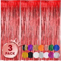 3pack Red Tassel Background Decoration Set Metallic Foil Tassel Curtain Background Suitable for important scene