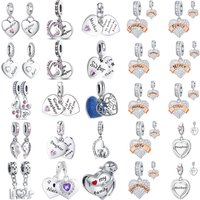 925 Sterling Silver Family Heart Dangle Charms Mother Daughter Grandma Father Sister Wife Niece Fit Original Family Gift Jewelry