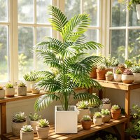 Fake Artificial Areca Palm Bonsai in Pot, Plastic Green Plant Tree for Room Home Indoor Outdoor Garden Office Party Decor