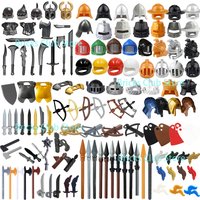 Military Medieval Building Blocks Solider Figures Weapons Crusader Spartan Knights Accessories Warrior Sword Helmet Tomahawk Toy