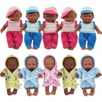 5.5inch 12cm Black Reborn Dolls African Baby Doll with Pajamas Realistic Reborn Baby Doll for Kids Waterproof Vinyl Toys Gift