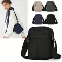 Premium Crossbody Bag Men Women Lightweight Messenger Bag Solid Color Business Travel Zipper Pocket Phone Satchel Classic Black