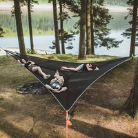 Portable Triangular Mesh Hammock Lightweight Multi Person Design For Outdoor Camping Travel Backyard Garden Patio Relaxing