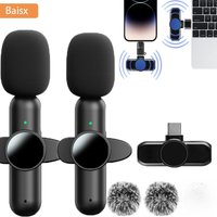 Wireless Lavalier Microphone for iPhone iPad Wireless Mic for Recording, Live Stream YouTube Facebook Noise Reduction Auto-Sync