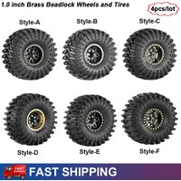 4pcs 1.0 inch Brass RC Crawler Wheels and Tires Set for 1/18 TRX4M SCX24 FMS Ascent-18 Axial SCX24 AX24 FCX24 Upgrade Parts