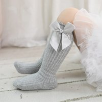 Children's Socks for Girls Big Bow Knee Long Socks For Kids Spring Autumn Princess Baby Solid Soft Elegant Cotton Sock 0-7Years