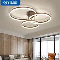 Home Ring Design Led Chandeliers Gold Coffee Round Circle Ceiling Light For Living Dining Bedroom Study Indoor Lighting Fixture