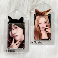 Cute Cat Ear Transparent PVC Card Holder Waterproof Photocard ID Badge Holder Korean Style Cute Cat Print Card Protector Sleeve
