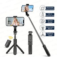 Handheld Selfie Stick Tripod Wireless Remote Stable Shooting with Action Camera Mobile Phone Optional Fill Light Portable Travel