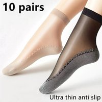10 Paar rutschfeste Baumwollsocken für Damen, schweißabsorbierende, rutschfeste Stretchsocken mit Baumwollboden