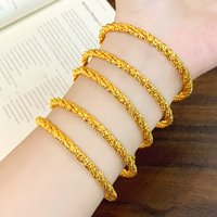 Twist Braided Bangle Women's 24K Gold AU999 - Pure gold slim braided bangle, unique retro style, ideal gift for best friends