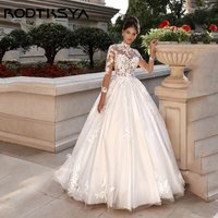RODDRSYA Customized Princess Lace Wedding Dresses For Women Long Sleeve Applique Luxury Bride Ball Bridal Gown 2025 Sweep Train