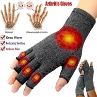 AliExpress Compression Arthritis Gloves Wrist Support Therapy Wristband Half Finger Compression Gloves Joint Pain Relief Cycling Gloves