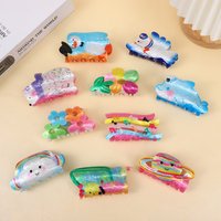 1pc Acrylic Cute Animal Flower Cloud Planet Hair Claw,Fashion Double-sided Print Medium Claw Clip