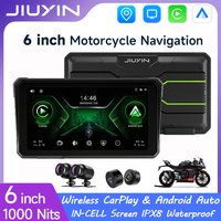 JIUYIN 6 Inch Motorcycle 2K DVR Navigation GPS Multimedia Player Wireless CarPlay Android Auto IPX8 Waterproof Screen Recorder