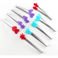 Durable Non-Slip Stainless Steel Craft Tongs Food Clip Palm Gloves Silicone Ice Cube Tongs Heat Resistant Food Tongs Tools