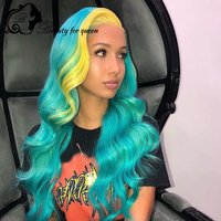 180% Density Fashion Style 2026 Beauty Blue Color Highlight 13x4 Lace Front Wig Preplucked Natural Hairline Women Cosplay Beauty