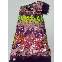 Luxury Tulle Mesh Muti Hot Sales Of The Latest Fashion African Lace Fabric Strip Sexy Color Sequins Pattern French Women's Skirt