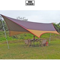 Large Camping Tarp 8-person Outdoor Camp Sun Shelter Butterfly Shape Tent Tarp 210D Oxford Waterproof Canopy Oversized