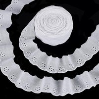 15 Yards Cotton Lace Trim 1-5/8 inch White Cotton Eyelet Lace Ribbon Floral Embroidery Ruffle Lace Trim Wavy Edge Floral Cotton
