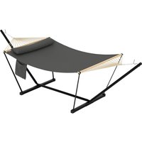 Heavy Duty Outdoor Double Hammock with Stand for Outside and Portable Use 2 Person Adjustable Steel Max 450LBS for Patio Garden