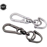 Car Keychain 360 Degree D Shape Rotating Horseshoe Buckle Leather Bradied Rope Auto Vehicle Key Chain Bag Pendant Accessories