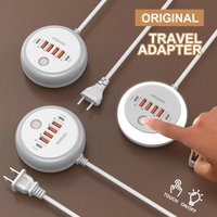 50W USB C PD Charger 6 Ports Fast Charging Station with Touch LED Light Travel Charger for iPhone 15 Samsung Xiaomi Quick Charge