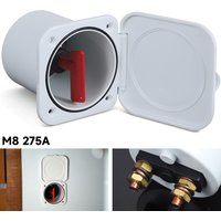 M8 Stud 12V-24V 275A Battery Main Power Isolator Disconnect Switch White Enclosed Removable Key For Marine Boat Caravan RV ABS