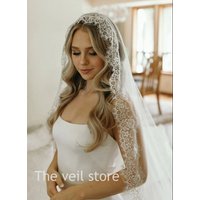 Ivory Mantilla Wedding Bridal Veils Full Eyelash Lace Trim Vintage Chapel Catholic Long Accessories For Brides Unique Spanish
