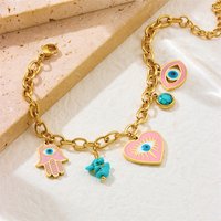 316L Stainless Steel Fatima Hand Devil Eye Heart Shaped Charm Bracelet For Women Fashion Waterproof New Jewelry Party Gift