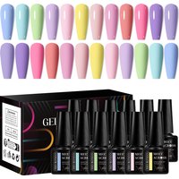 MEET ACROSS 12Pcs/Set 7ml Macaron Gel Nail Polish With Box Semi Permanent UV Gel Soak Off Nail Art Kit Varnish For Manicure