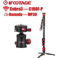 IFOOTAGE Cobra 3 C180F Or MP3O Panoramic spherical head , 71" Monopod , Carbon Fiber Travel Monopod with Feet, Payload 17.64Lbs