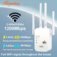 Dual‑Band 2.4G 5G 1200Mbps WiFi Signal Booster Gigabit Wireless Range Extender 802.11ac WPS Repeater