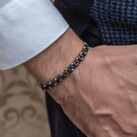 Simple Party Jewelry Accessories Hip Hop Elastic Beaded Simple Black Stone Irregular Bracelet Non-fading Men Bracelet
