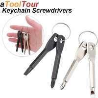 Pocket Screwdriver Set Flat Slot Head Phillips Key Ring Screw Driver EDC Keychain Portable Repair Gadget Tool for Small Project