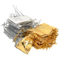 50pcs 5x7cm 7x9cm 9x12cm Metallic Foil Jewelry Packing Silver/Gold Color Drawstring Bag,Wedding Gift Candy Bags&Pouches