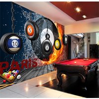 custom billiard hall wallpaper entertainment room retro personality creative wall stickers large decorative murals wall paper 3D