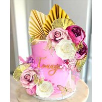 Boho Cake Topper Flower Cake Decorations Purple Cake Decorations Palm Leaves Butterfly for Wedding Baby Shower Birthday Party