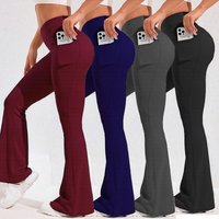 AliExpress MODX High Waist Flare Leg Yoga Pants Women with Pocket Push Up Butt Running Tights Wide Leg Pants Gym Outdoor Cycling Leggings