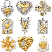 3pcs/Lot Stainless Steel Two Tone Moon Star Lock Necklace Pendant Eagle Snake Sunflower DIY Charm Women Love Heart Jewelry