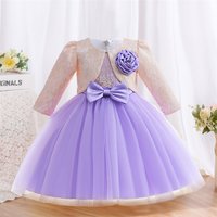 Robe de soirée élégante pour filles, robe de Rhde mariage, vêtements de princesse d'anniversaire pour enfants, nœud, enfants, 3 à 10 ans, 2 pièces