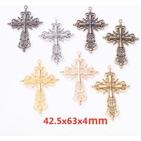 10pcs 42x63mm Gothic Cross Silver Color Dripping Alloy Tibetan Pendants Earring Antique Jewelry Making DIY Handmade Accessories
