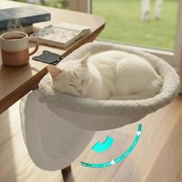 Cat Desk Bed Space Saving Foldable Perch Soft Plush Kitten Hammock Breathable Mesh Indoor Home Office Furniture