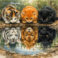 Evershine Animal Diamond Embroidery Cat Full Square Round Painting Tiger Picture Of Rhinestones Mosaic DIY Home Decoration