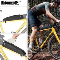 Rhinowalk Bicycle Waterproof Top Tube Bag Paint-Safe Screw & Strap Fixing Frame Storage Pack For MTB Road Gravel No Touching Leg