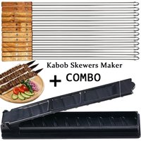 21Inch Long Flat 340 Stainless Steel Professional Grilling BBQ Skewer Meat Skewer Machine Kebab Press Maker Outdoor BBQ Tools