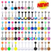 5Pcs/lot Candy Colors Acrylic Belly Button Rings for Women 316L Stainless Steel Bar Belly Navel Sexy Piercings Body Jewelry 14G