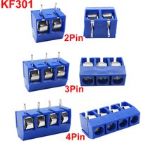 5-50Pcs KF301-2P KF301-3P 5mm PCB Screw Terminal Block KF301 2 Pin 3 Pin Wire Connector Straight Needle Blue