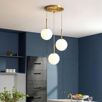 Nordic White Glass Ball LED Pendant Lamp Dining Room Chandeliers Decoration Maison Applicable To Hall Bed Room Lighting